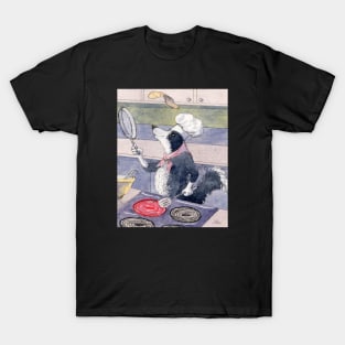 Sheepdog flipping a pancake in his kitchen T-Shirt